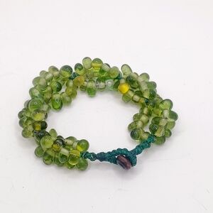 Vintage Green Beaded Bracelet with Textured Cluster Design